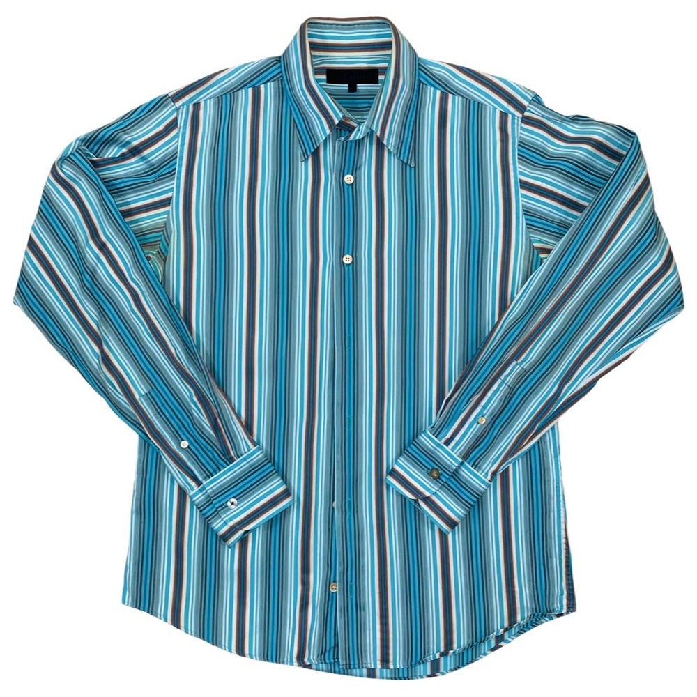 Ted Baker Striped Button Up Shirt Medium Satin Classy Casual Work Collared Gift